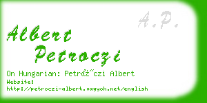 albert petroczi business card